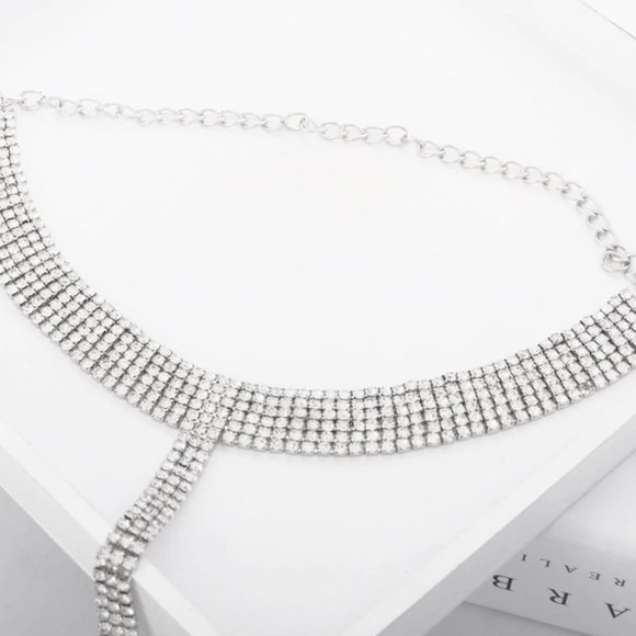 Clear Crystal Bra Harness Sexy Bikini Body Chain - Picture 2 of 5